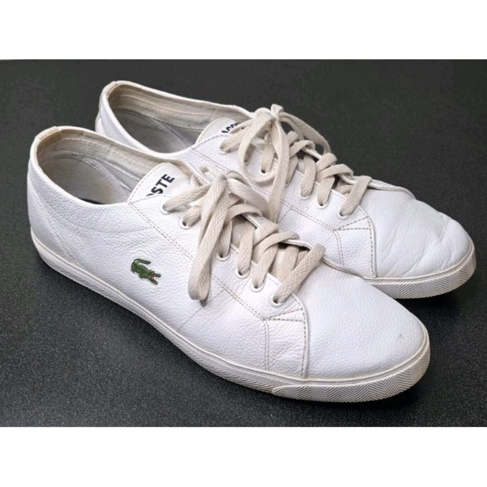 Lacoste Riberac White Leather Trainers Sneakers Men 13 Lace Up Loafer Casual